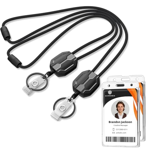 Oaridey 2 Pack Retractable Lanyards for ID Badges, Safety Breakaway Lanyard - color: 2 Pack Lanyard and Badge Holder