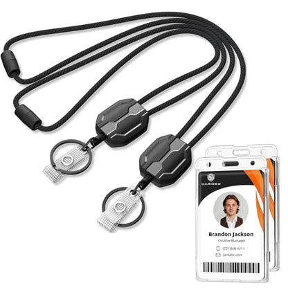 Oaridey 2 Pack Retractable Lanyards for ID Badges, Safety Breakaway Lanyard - color: 2 Pack Lanyard and Badge Holder