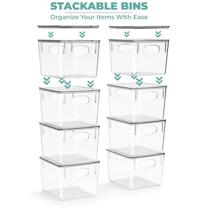 Sorbus Clear Toy Storage Bins with Lids, Stackable (Medium, 8 Pack) - size: Medium, style: 8 Pack