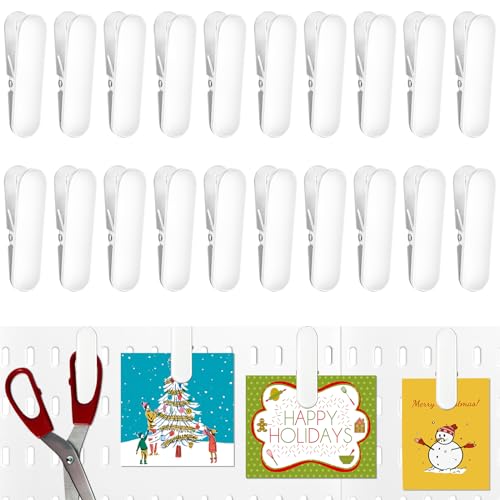 Pegboard Accessories Clips, White Pegboard Clips Metal Accessory, 20 Pcs