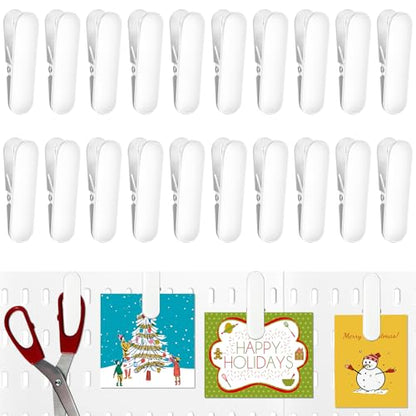 Pegboard Accessories Clips, White Pegboard Clips Metal Accessory, 20 Pcs