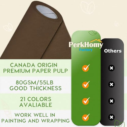 PerkHomy 24" x 1,440" (120') Coffee Kraft Paper Roll for Craft Bulletin Board Paper Art Table Covering Crafting Gift Wrapping Bouquet Packing Parcel 80GSM 55LB (Coffee, 24" x 120') - color: Coffee, size: 24" Width x 120' Length