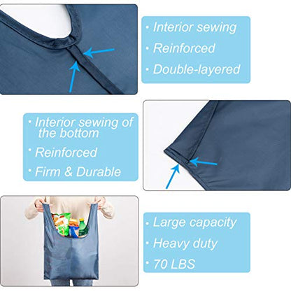 Large Reusable Bags Shopping Washable Foldable 6 Pack Grocery Bags Heavy Duty Lightweight Folding Gift Tote Bags Durable Polyester Gray - color: Gray