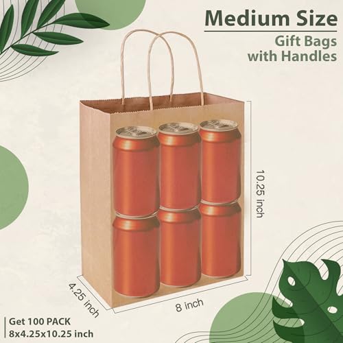 Ginkgo 100 Pcs Paper Gift Bags with Handles
