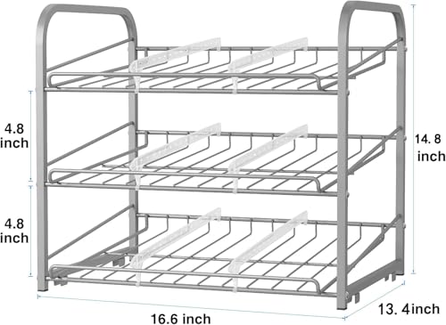 Can Rack Organizer,3 Tier Stackable Can Storage Dispenser,Sliver - color: Silver