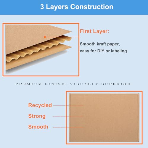 Wowxyz Shipping Boxes 17x11x2" 20 Pack Brown Corrugated Cardboard Mailer - size: 17x11x2"