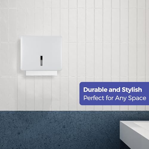 Stardrix Multifold Paper Towel Dispenser Wall Mount (White) – Large Capacity C-Fold, Trifold, and Folded Commercial Hand Towels Holder for Bathroom & Restroom – Adhesive or Screw Mounted - color: White