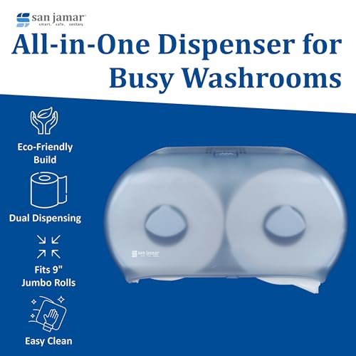 San Jamar R4000TBL Arctic Blue Classic Twin Jumbo Roll Toilet Tissue Dispenser - color: Arctic Blue, style: Classic