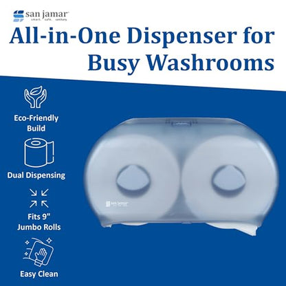 San Jamar R4000TBL Arctic Blue Classic Twin Jumbo Roll Toilet Tissue Dispenser - color: Arctic Blue, style: Classic