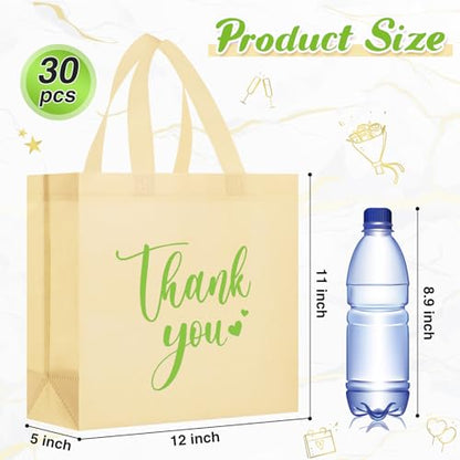 Sweetude 30 Thank You Non Woven Gift Bag, 11 x 12 x 5 Inch, Beige - color: Beige, size: 11 X 12 X 5 Inch