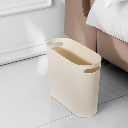 rejomiik Small Bathroom Trash Can, 3.5 Gallon Slim Garbage Can, Cream - color: Cream, size: 1 pack
