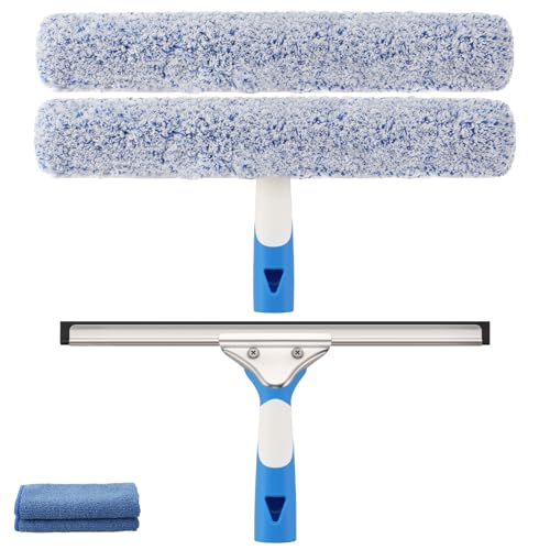 Mitclear Window Cleaning Kit 14IN Squeegee & Scrubber for Shower Glass Car - size: 14 IN