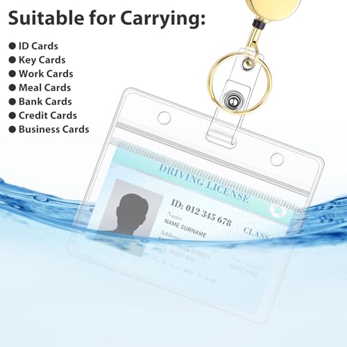 Gold Stainless Steel Lanyards for Id Badges with 2 Holders Retractable Reel - color: Gold