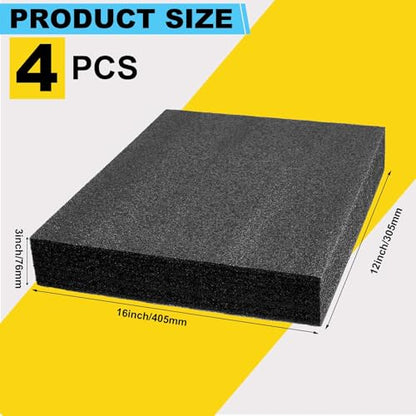 Treela 4 Pcs Customizable Polyethylene Foam Sheets 16x12x3" - size: 16x12x3''