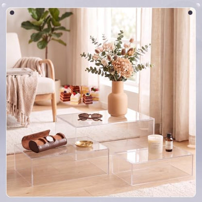 3 Pack Extra Large Clear Acrylic Buffet Risers 14” 13” 12” Cubes - color: Clear, style: Cube