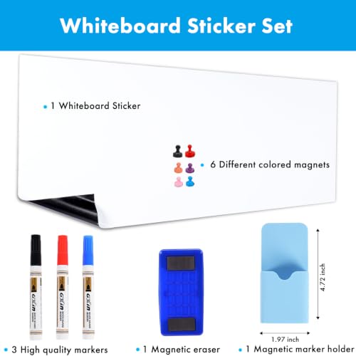 HAMIGAR White Board Dry Erase, 30" x 43" Self-Adhesive Sticker, No Ghosting - size: 43"W x 30"H