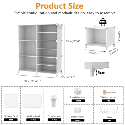 AWTATOS 6 Cube Closet Organizer Storage Shelves, White - color: White