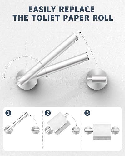 RARXTR Bathroom Toilet Paper Holder Wall Mount SUS304 Stainless Steel Double Post Pivoting Toilet Paper Roll Holder Wall Mounted for Bathroom RV Commercial Toilet Tissue Dispensers, Brushed Nickel - color: Brushed Nickel