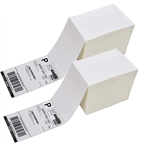 Immuson 4 x 6 Direct Thermal Shipping Labels with Perforations, 2000 Fanfold Labels, Permanent Adhesive, White Mailing Labels for Thermal Printer - size: 2000 labels