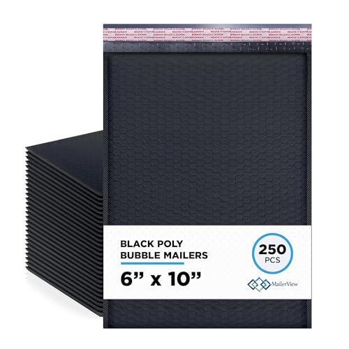 Black Bubble Mailers 6x10, Self Seal Poly Padded Envelopes #0, 250 Pack - color: Black, size: 6"x10" / 250 Pack