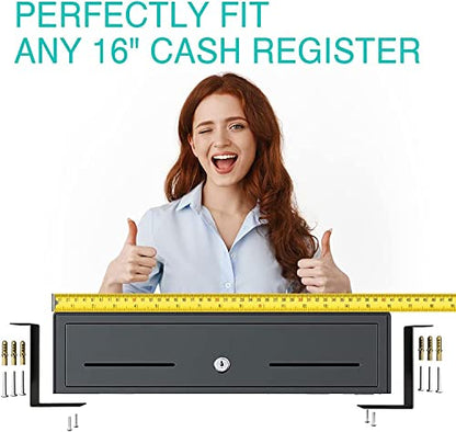 Cash Drawer Under Counter Mount Brackets 2.6 x 16.3 x 4.1 inches - Black - color: Black, size: 16 Inches (1 Pack)