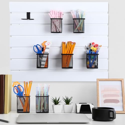 Colingmill 6 Set Slat Wall Hooks Holder Metal Mesh Basket Organizer, Square - style: Square