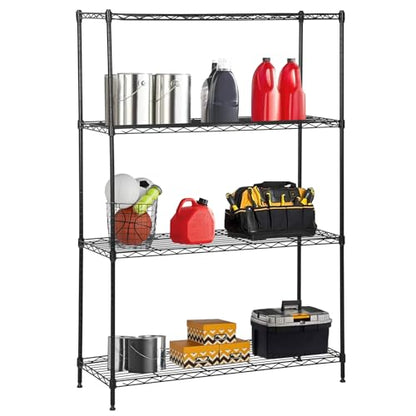 4 Tier Metal Shelving Unit, 35.4 x 13.3 x 53.7 Wire Rack - color: Black, size: 13.3"D x 35.4"W x 53.7"H