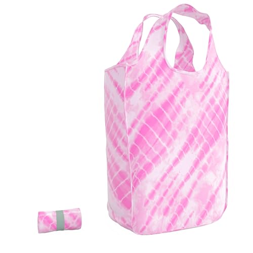 Pure Sage Reusable Grocery Bag - Stylish Shopping Bags for Groceries - Foldable Tote Bag - color: Pink Cosmo