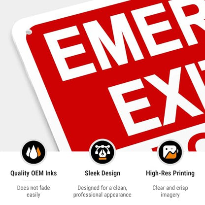 Emergency Exit Only, Door Must Remain Closed Sign, - size: 10x14