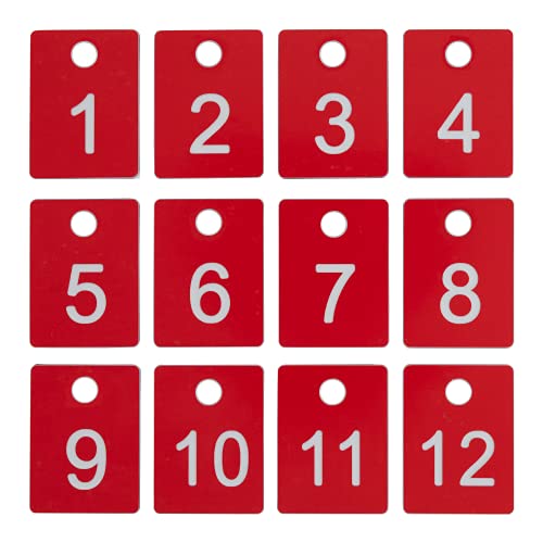 ABS Plastic Numbered Rectangle Key Tags ID Tags Number Disc with Hole (1-100, Red) - color: Red, size: 1-100