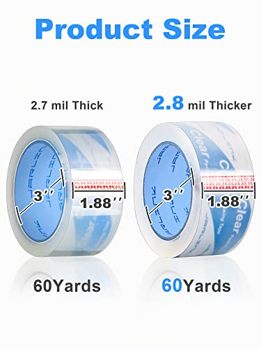 JARLINK Clearer Packing Tape 12 Rolls, Heavy Duty Packaging Tape for Shipping Packaging Moving Sealing, 2.8mil Thicker, 1.88 inches Wide, 60 Yards Per Roll, 720 Total Yards - size: 1.88in x 60yd, 2.8mil Thickness