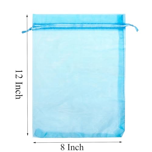 FOCCIUP 25 PCS 8x12 Inches Organza Bags With Drawstring Candy Bags Mesh Pouches for Party Wedding Presents Gift - color: Blue
