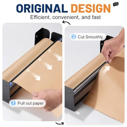 Perkhomy 36 Inch Paper Roll Dispenser and Cutter - Heavy-Duty Wall Mountable, Non Slip Tabletop - Kraft, Freezer, Butcher Paper - Up to 300ft Rolls (Black, 36 Inch)