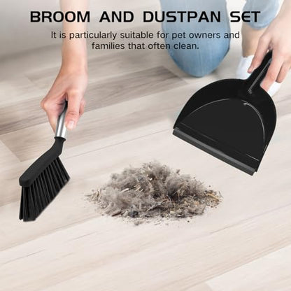 NACENA Mini Broom and Dustpan Set, Small Dust Pan and Brush Set, Black - color: Black, size: 1 Pack