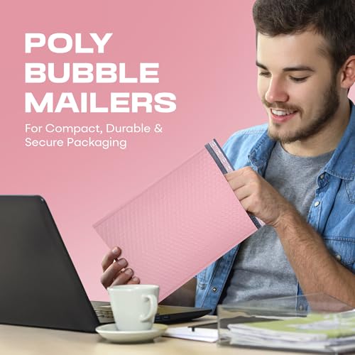 Light Pink Bubble Mailers 4x8, Poly Padded Envelopes #000, 500 Pack - color: Light Pink, size: 4"x8" / 500 Pack