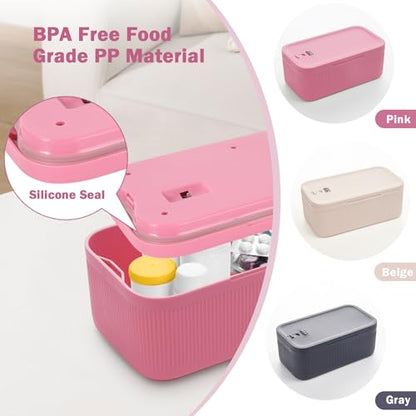 Lockable Storage Box, Small Lock Box with Combination Code for Phone/Medicine Safe/Food Home/Refrigerator/Office/Personal Items/Travel/Gift,9.25 x 5.04 x 3.62’’ - color: Pink