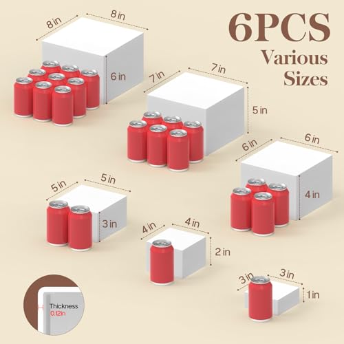 6 PCS Buffet Risers, Food Risers for Buffet Table, Display Stand Shelf for Party, Catering, Jewelry & Collectibles, White Acrylic Nesting Boxes for Food Display (8" 7" 6" 5" 4" 3") - size: 8" 7" 6" 5" 4" 3"
