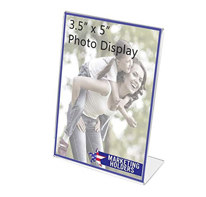 Marketing Holders 10 Pack Table Tent Sign Holder 3.5" x 5" Side Loading Advertisement Literature Small Flyer Frame Printed Material Display Countertop Clear Acrylic - size: 3.5"w x 5"h