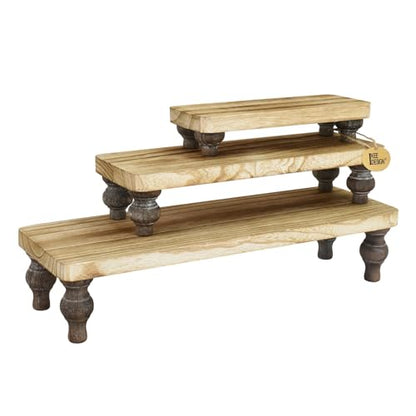 Ikee Design 3 Pcs Wooden Display Riser Stand, jewelry eyewear display stand - color: Oak, 3 pcs
