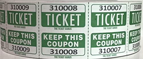 Easy Read Large Number Double Raffle Ticket Roll 2000 (Easy Read Green) - color: Easy Read Green