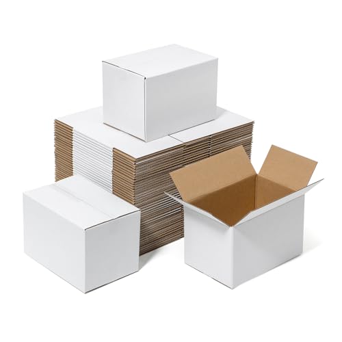 Mefleet 6x4x4" Small Shipping Boxes 50 Pack Corrugated Cardboard Box White - size: 6x4x4 inches (50 Pack)