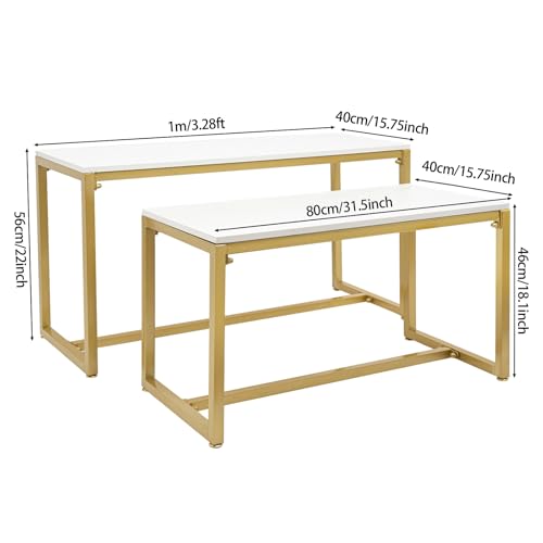 2-Piece Gold Metal Nesting Display Tables Shoe Handbag Retail Display Racks - color: Gold
