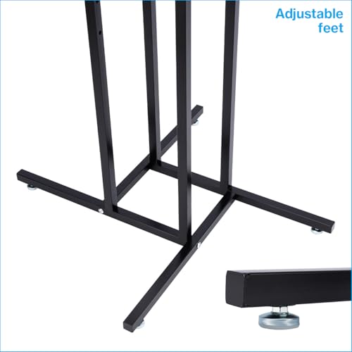 SSWBasics Black 4 Way Adjustable Clothing Rack with Slanted Arms - Retail Clothing Rack Display - Adjustable Height Arms from 48" to 72" Perfect for Clothing Stores