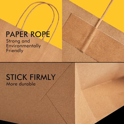 RACETOP Brown Kraft Paper Gift Bags 90 Pack 3 Sizes with Handles Bulk - color: Brown 10x5x13-8x4.5x10.8-5.8x3.2x8.25, size: 1 Count (Pack of 90)