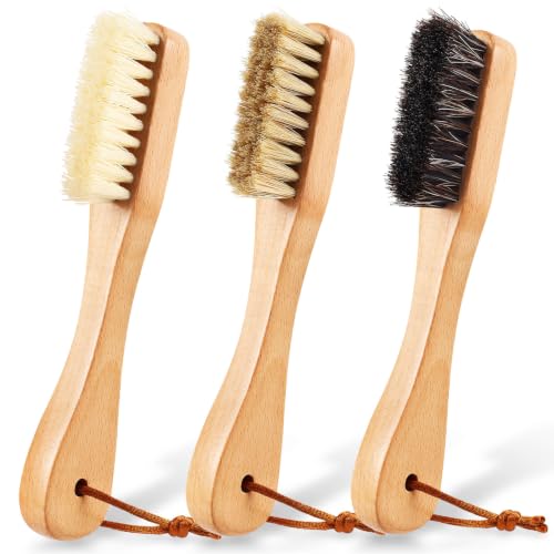 3 Pcs Wooden Laundry Stain Brush Stain Remover Dauber Brushes with Square Head Boar Bristle Small Stain Brush for Clothes for Scrubbing Stains from Furniture Fabric Leather(3 Pcs H) - style: 3 Pcs H