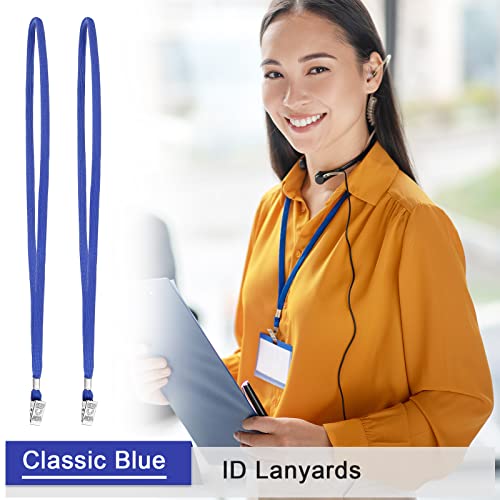 Marspark 200 Pcs Lanyards for ID Badges, Flat Swivel Hook,Blue - color: Blue