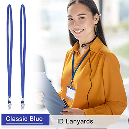 Marspark 200 Pcs Lanyards for ID Badges, Flat Swivel Hook,Blue - color: Blue