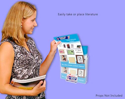 Marketing Holders 4 Pack Brochure Holder for 8.5" Wide Flyers and 3.5" x 2" Gift Cards Clear Acrylic Wall Mount Display Rack for Office Magazines and Catalogs Hanging Hardware Included - size: 8.5"W Magazine w/BC Holder