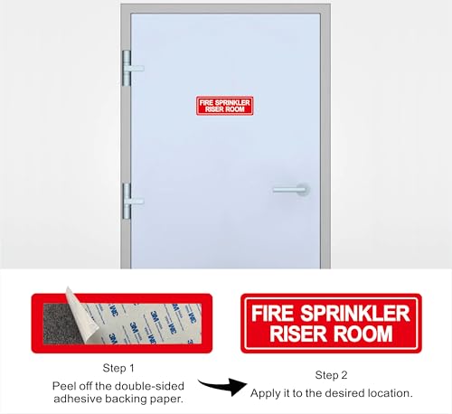 Fire Sprinkler Riser Room Sign - Made from Premium Durable Acrylic Material, Super Strong Self-Adhesive, QuickInstallation, Perfect for Your Business and Home (9x3 Inches, Red) - color: Red - Fire Sprinkler Riser Room