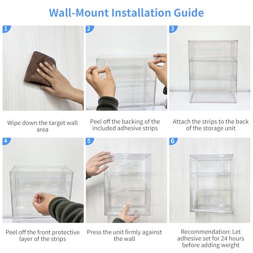 3-Tier Clear Acrylic Display Case for Figures, Wall-Mounted